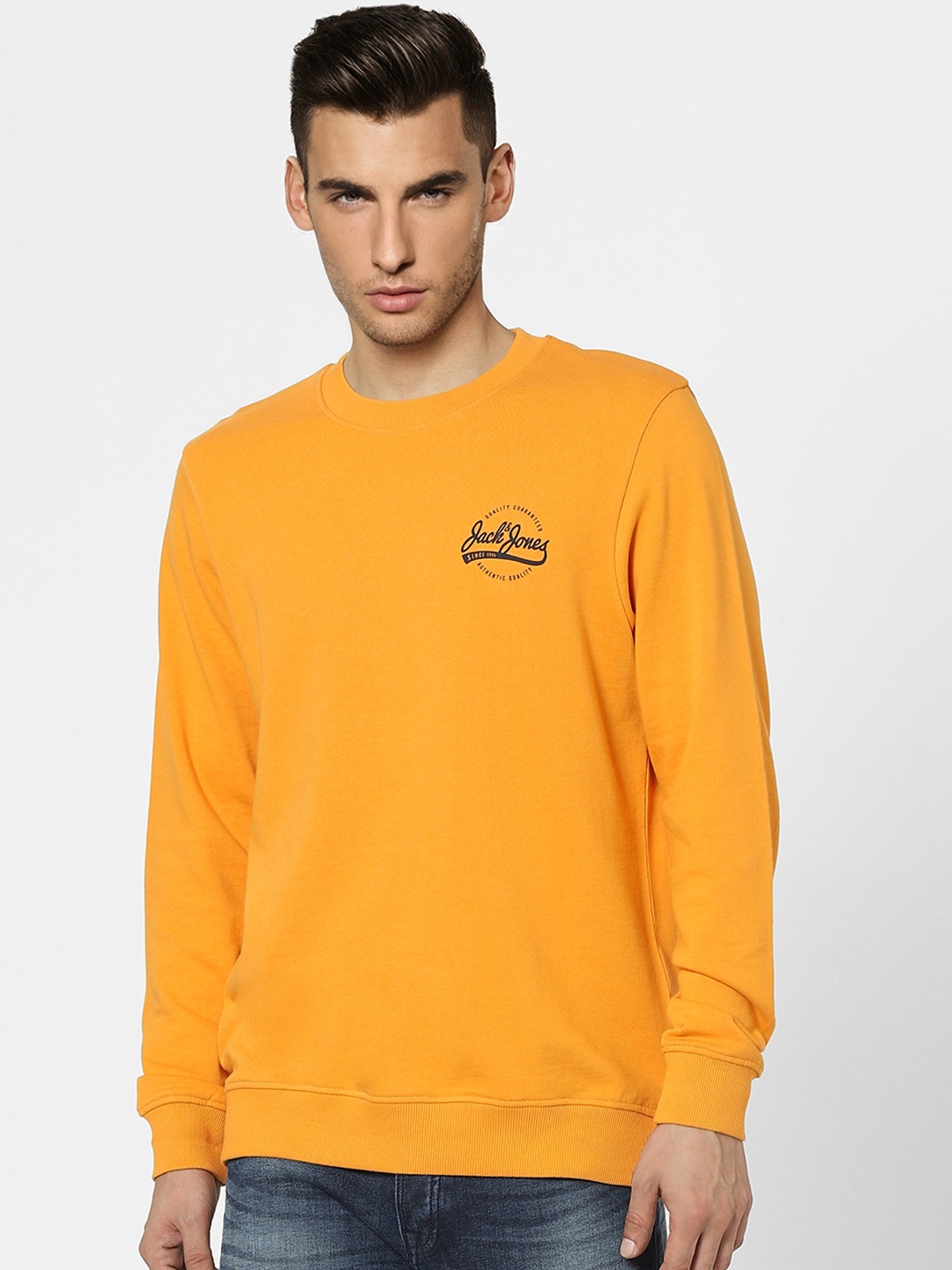 

Jack & Jones Men Orange Logo Printed Sweatshirt