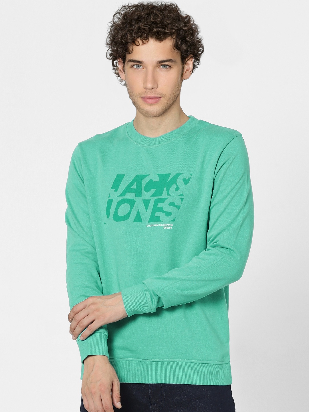 

Jack & Jones Men Green Brand Logo Printed Round Neck Sweatshirt