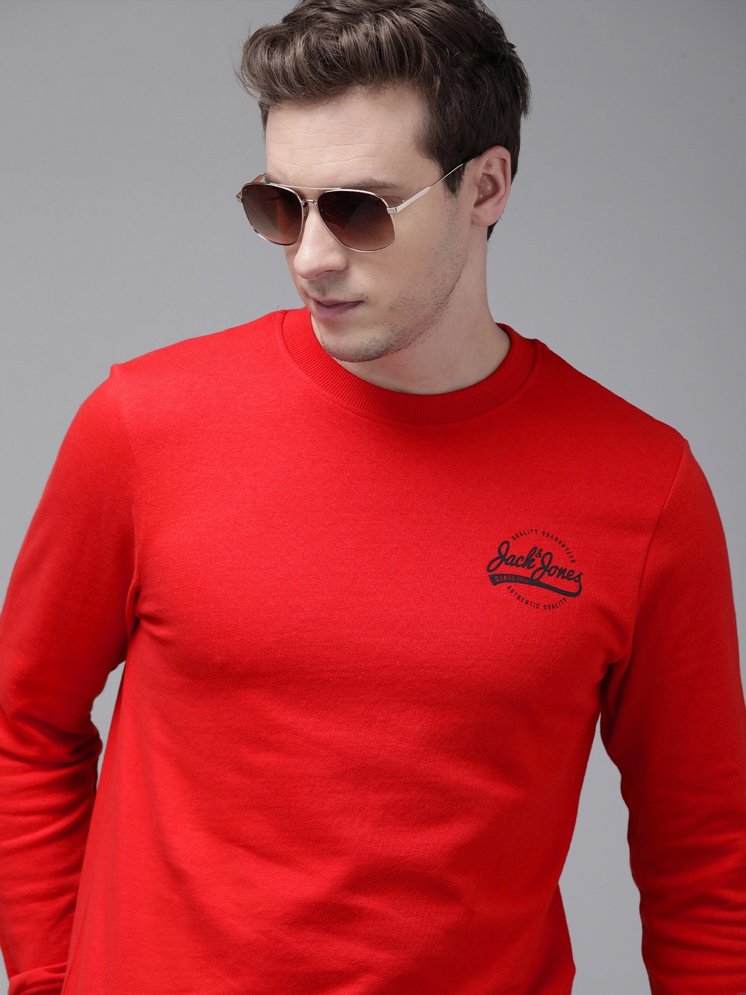 Jack & Jones Men Red Brand Logo Printed Sweatshirt