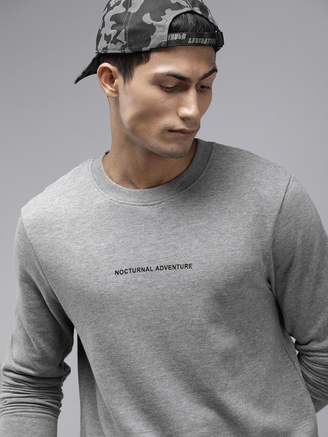 

Jack & Jones Men Grey Solid Sweatshirt