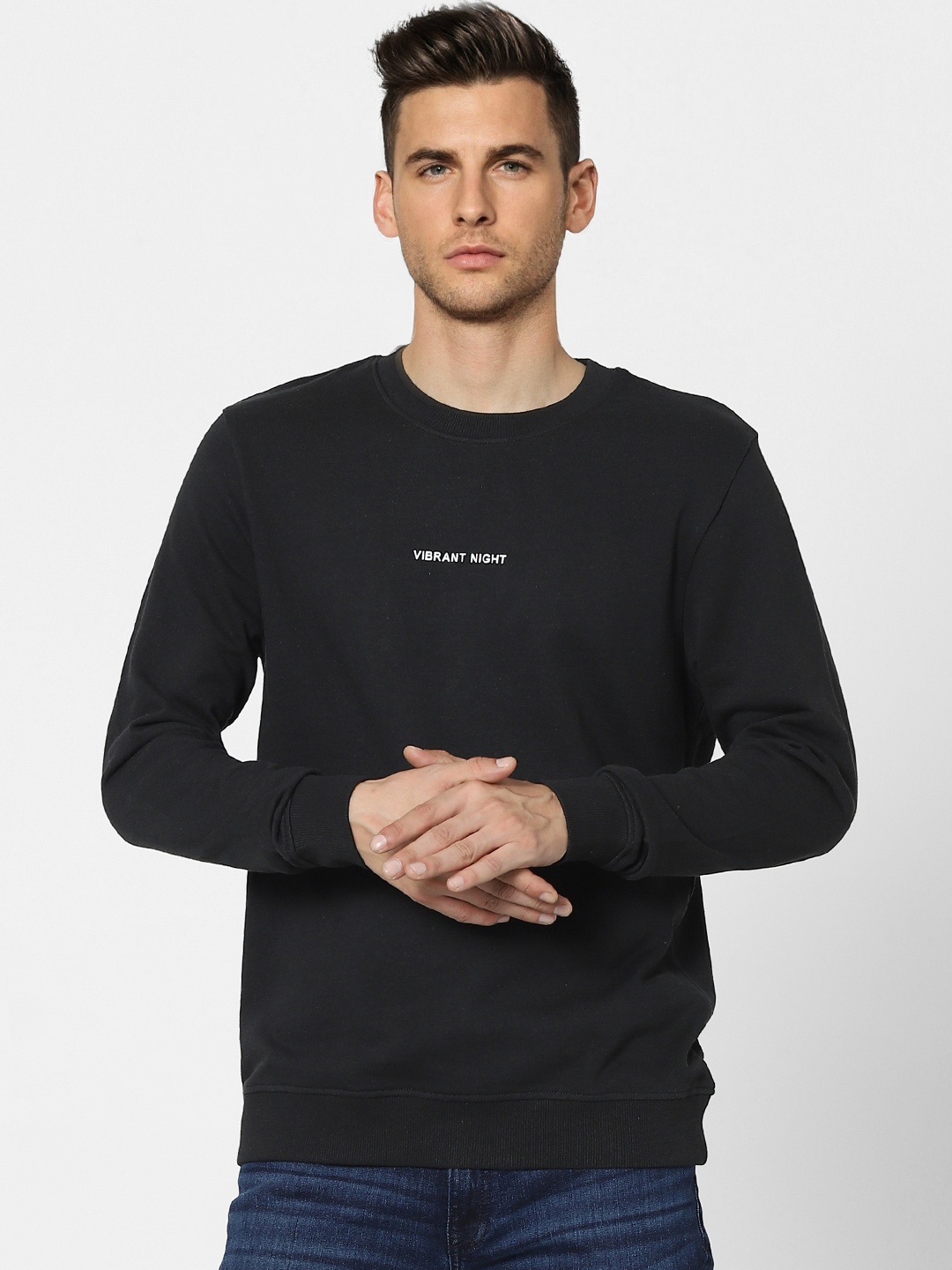

Jack & Jones Men Black Printed Pullover Sweatshirt