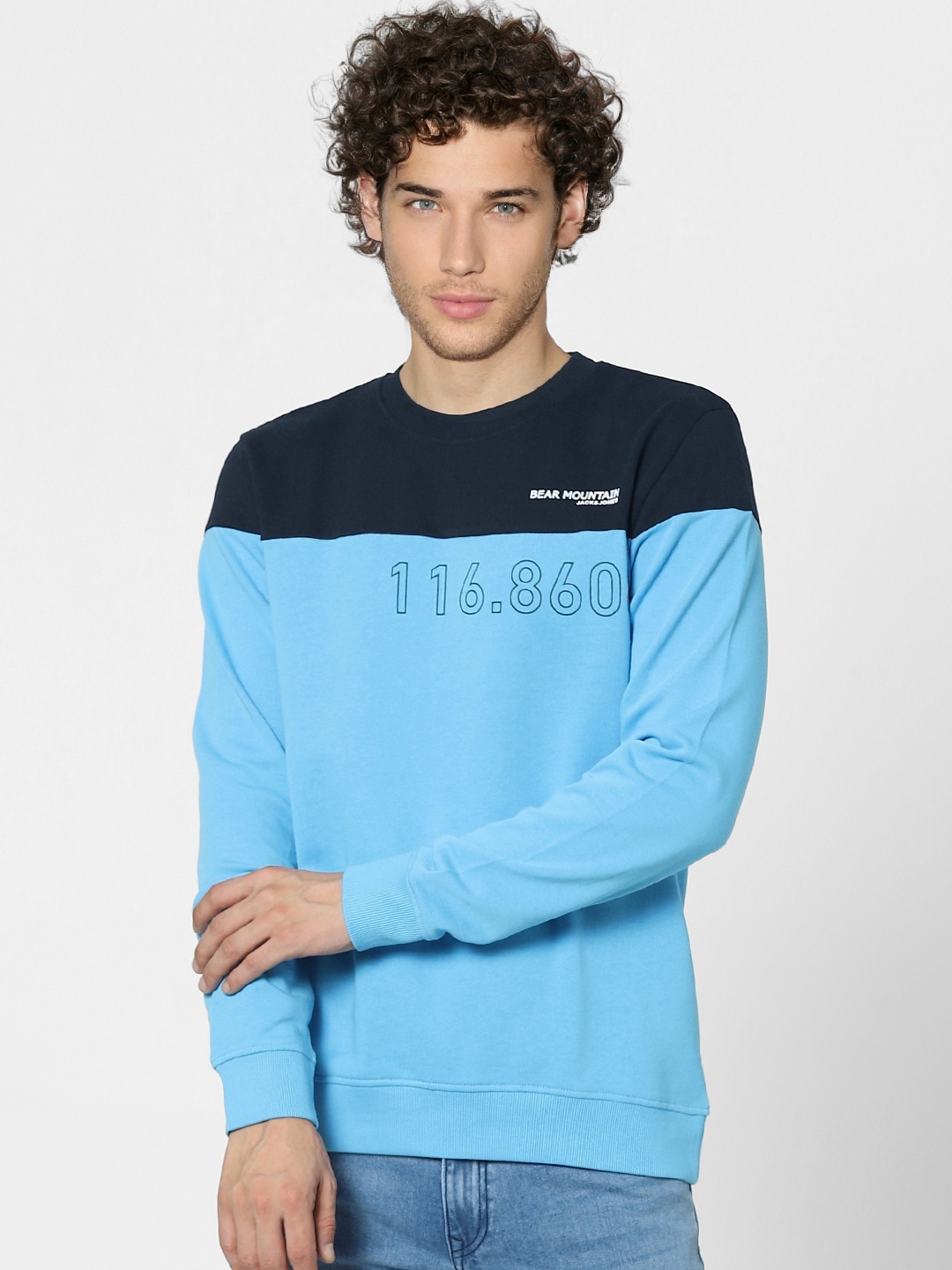 

Jack & Jones Men Blue Colourblocked Sweatshirt
