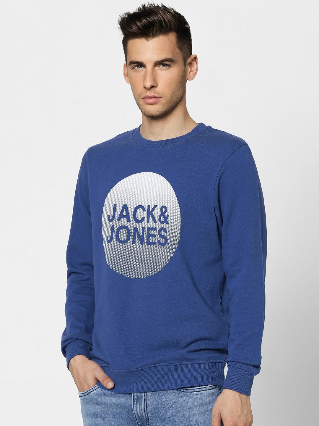 

Jack & Jones Men Blue Logo Printed Sweatshirt