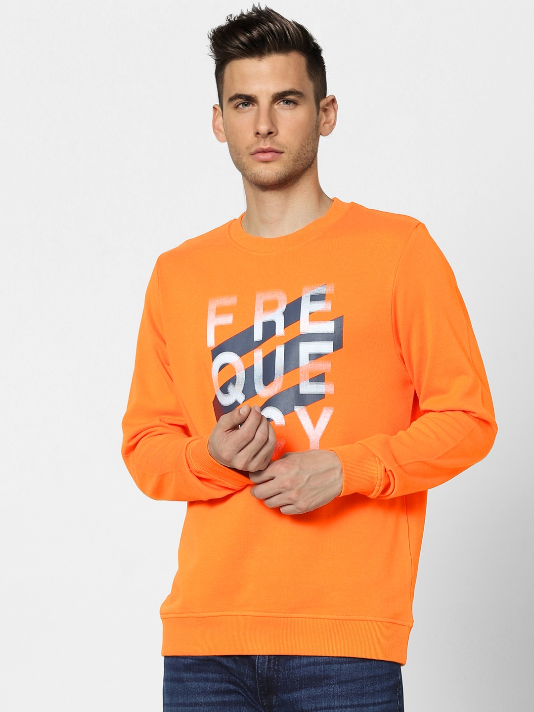 

Jack & Jones Men Orange Printed Sweatshirt