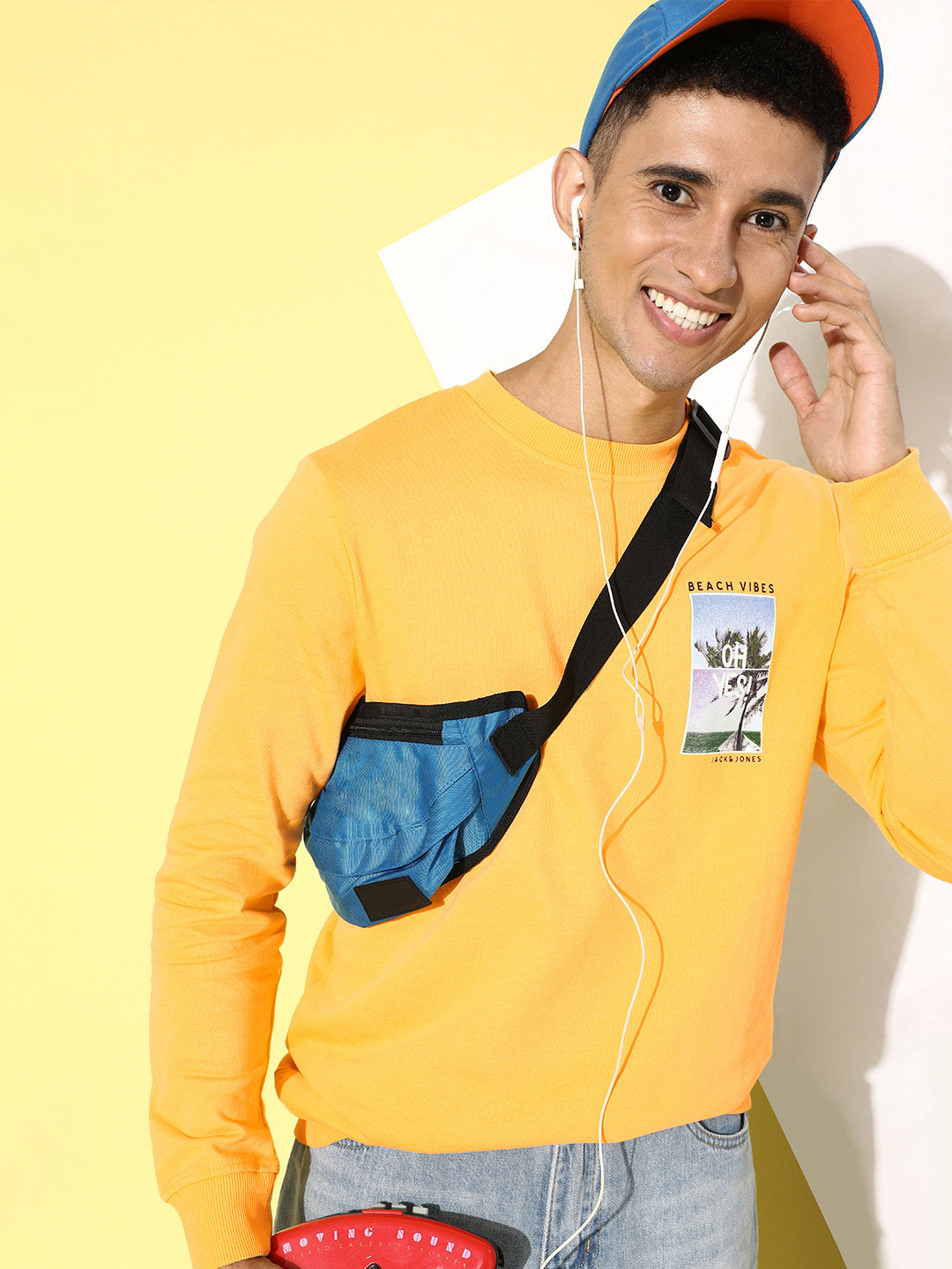 

Jack & Jones Men Bright Yellow Solid Graphic Sweatshirt