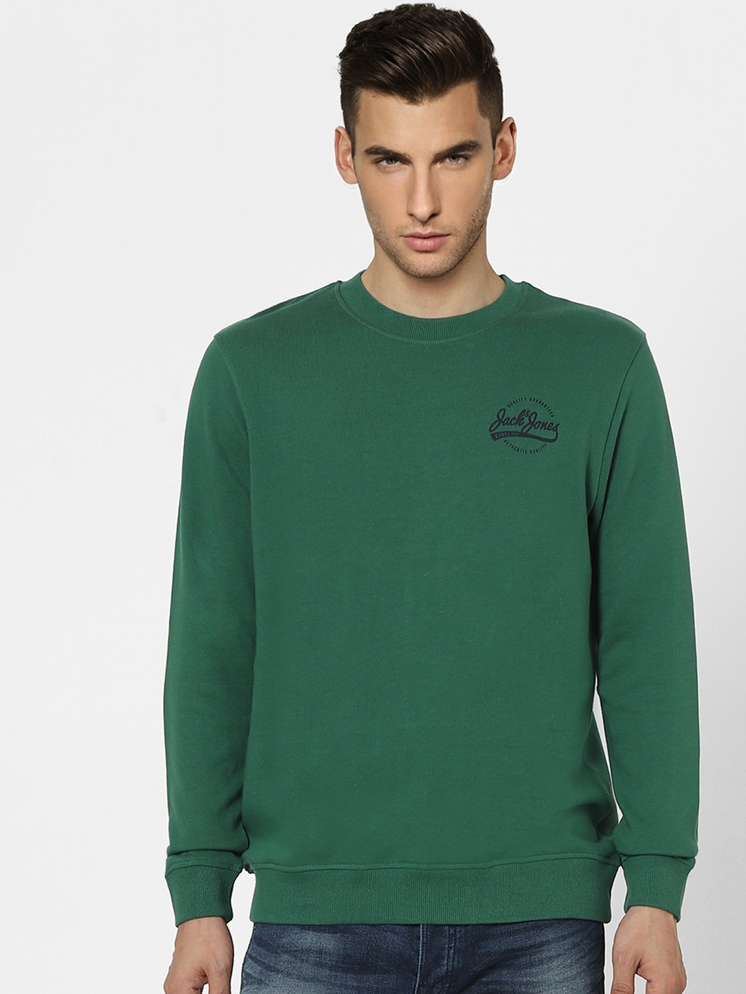 

Jack & Jones Men Green Brand logo Printed SUNSHINE SWEAT CREW NECK Sweatshirt