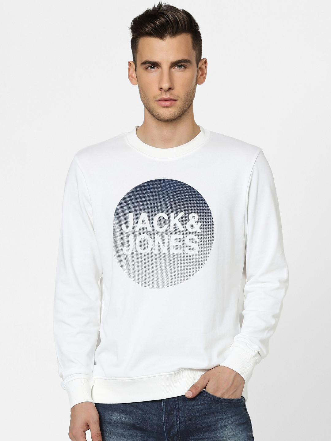 

Jack & Jones Men White Logo Printed Sweatshirt