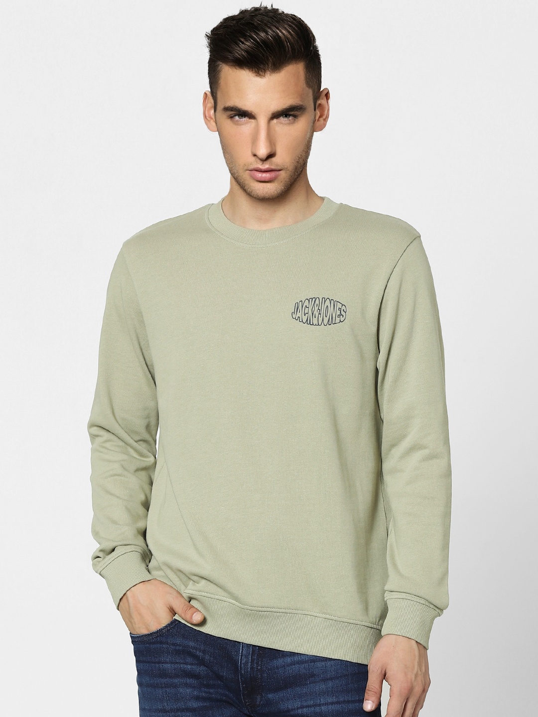 

Jack & Jones Men Green Brand logo Printed VICTOR SWEAT CREW NECK Sweatshirt