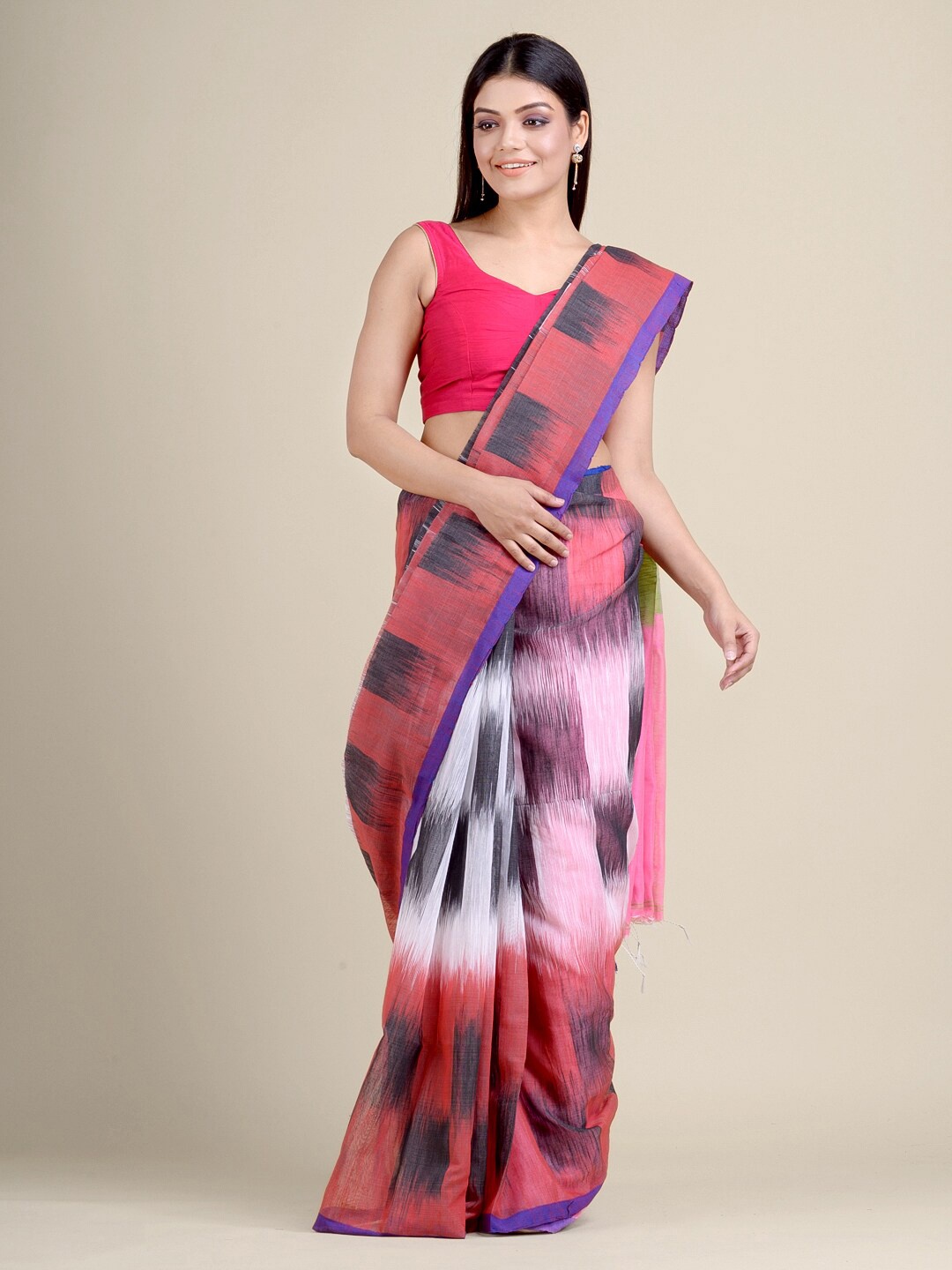 

Charukriti Multicoloured Ikat Woven Design Handloom Saree, Multi