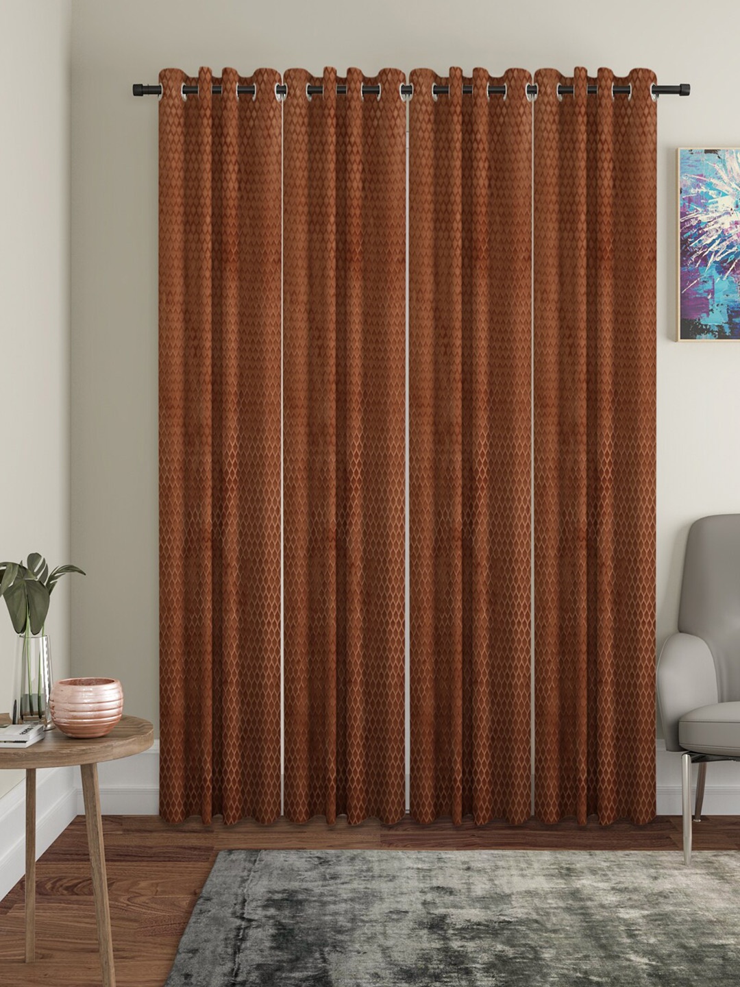 

HOSTA HOMES Brown Set of 4 Door Curtain