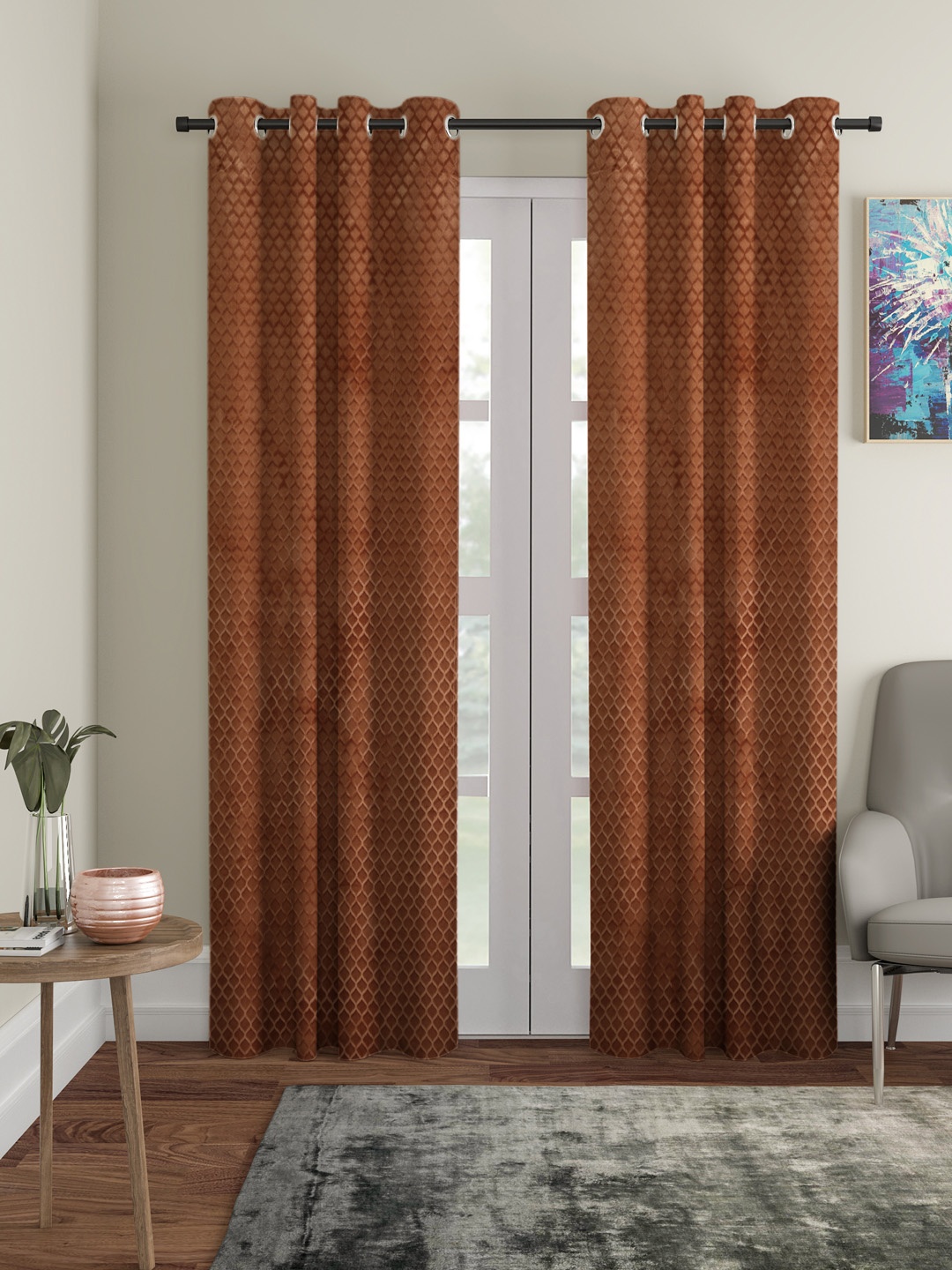 

HOSTA HOMES Brown Set of 2 Door Curtain