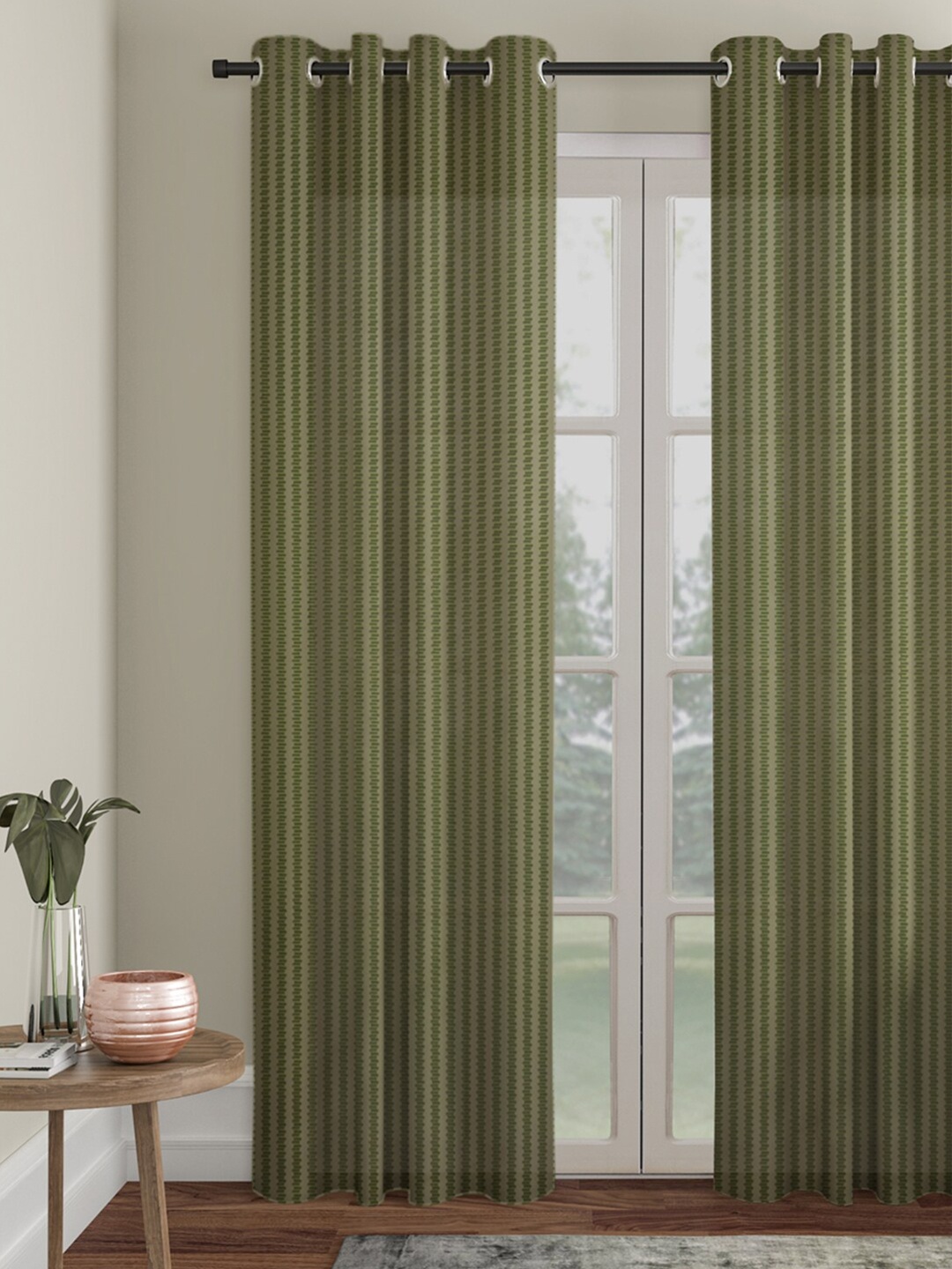 

HOSTA HOMES Green Striped Door Curtain