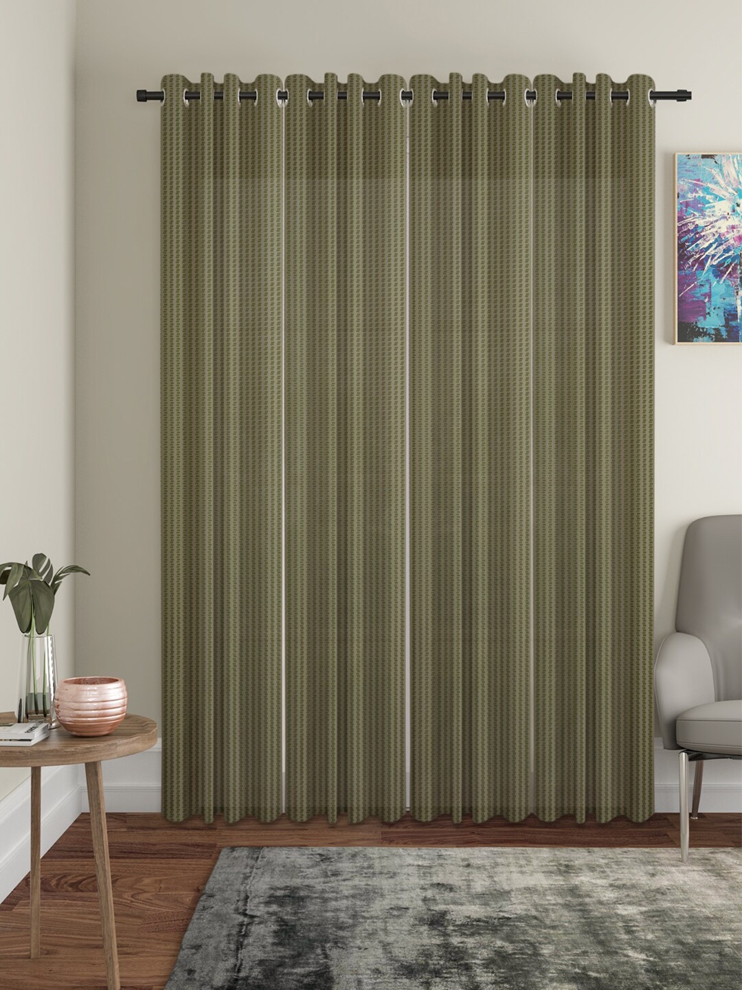 

HOSTA HOMES Green Set of 4 Geometric Door Curtain