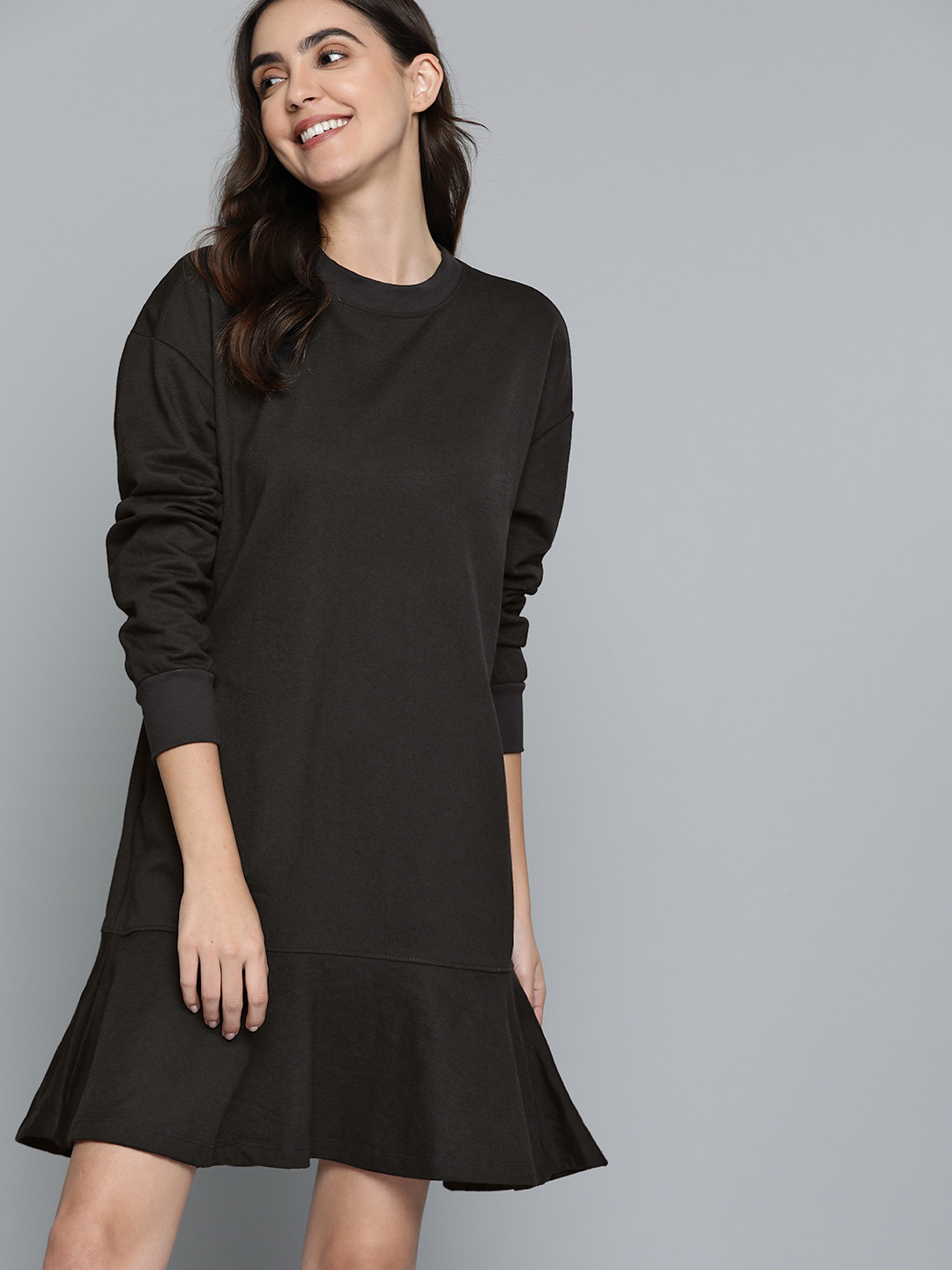 

M&H Easy Women Black Solid A-Line Dress