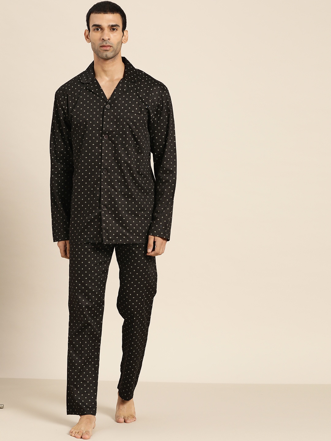 

Hancock Men Black Printed Pure Cotton Pyjama Sets