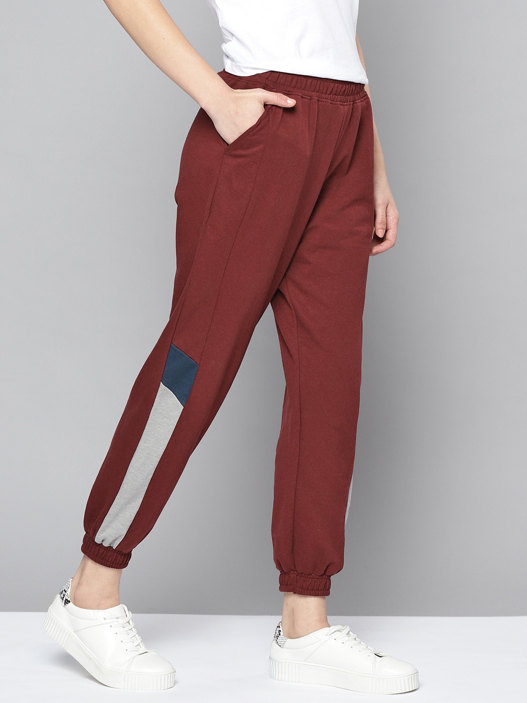 

Mast & Harbour Women Maroon Solid Joggers