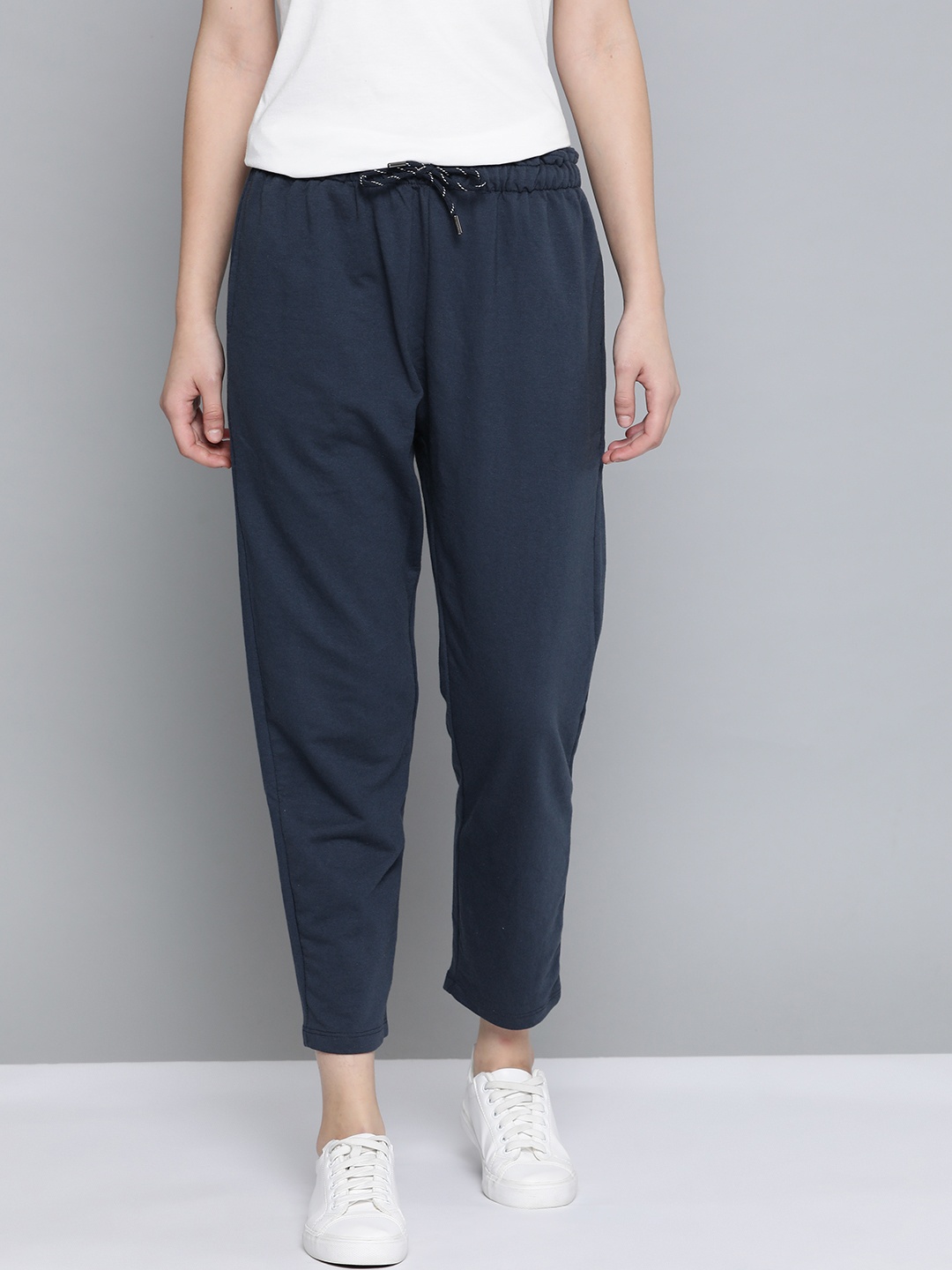 

Mast & Harbour Women Navy Blue Solid Track Pants