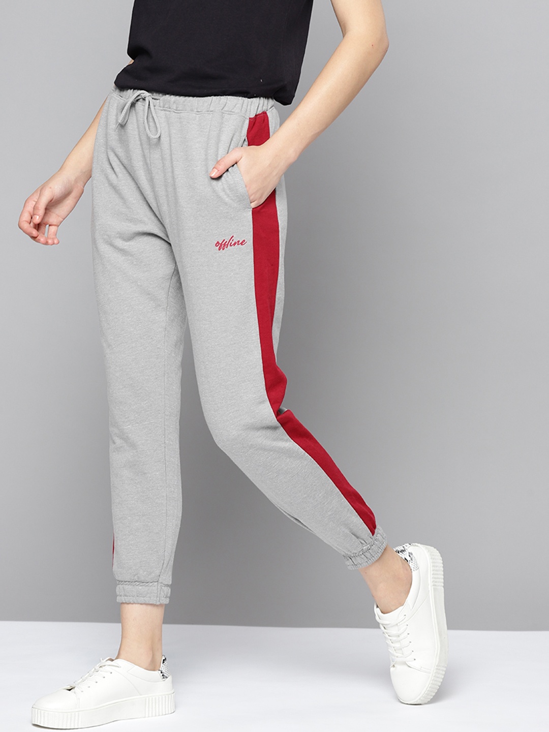 

Mast & Harbour Women Grey Melange Solid Cropped Joggers