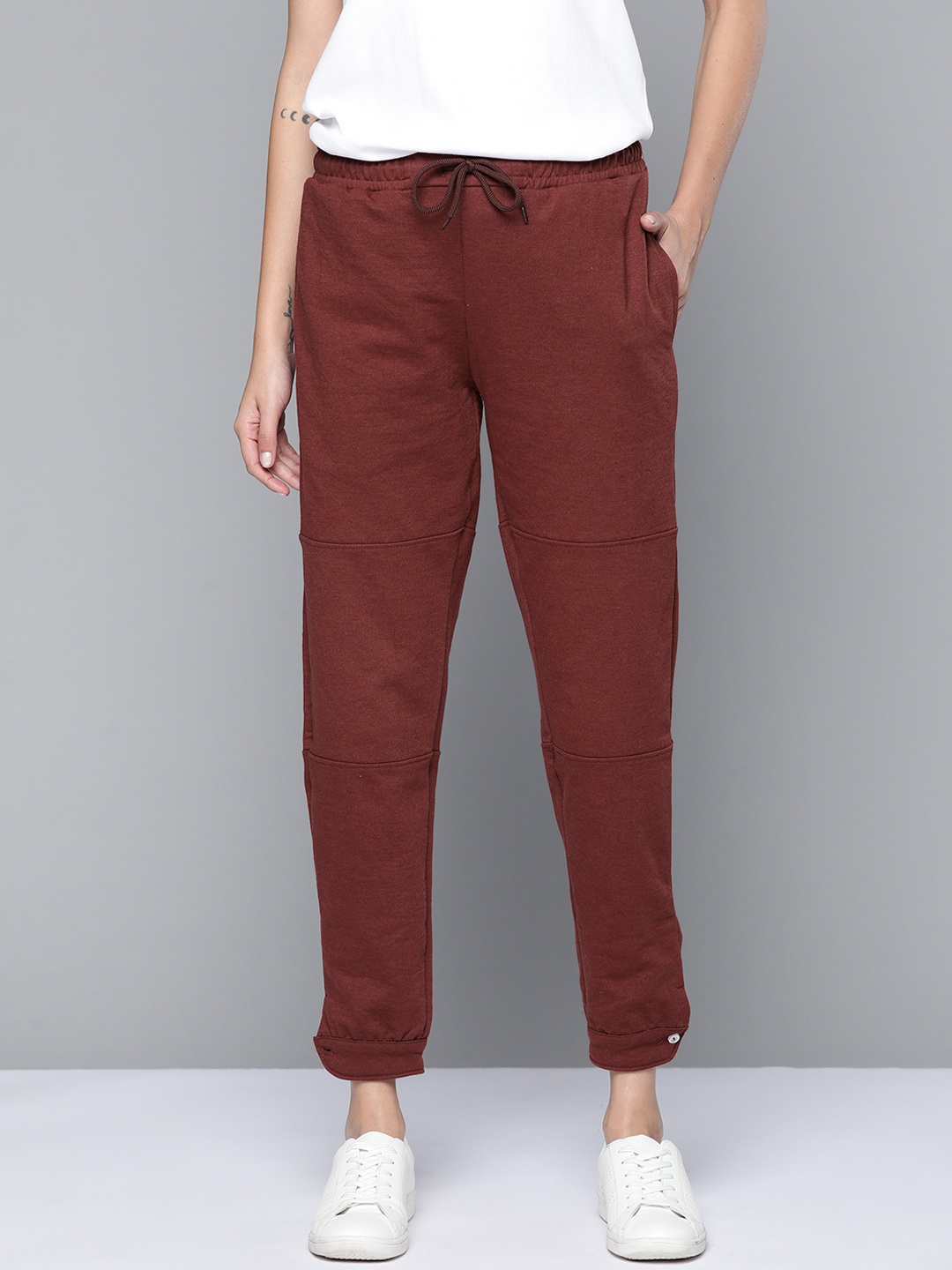 

Mast & Harbour Women Maroon Solid Joggers