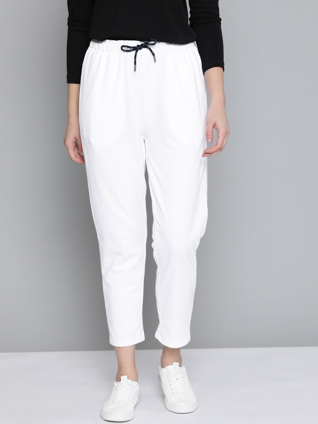 

Mast & Harbour Women White Solid Track Pants