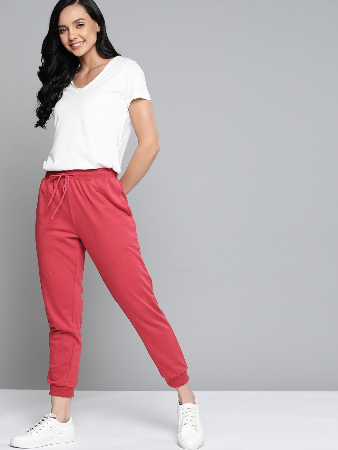 

Mast & Harbour Women Pink Solid Cotton Knit Joggers