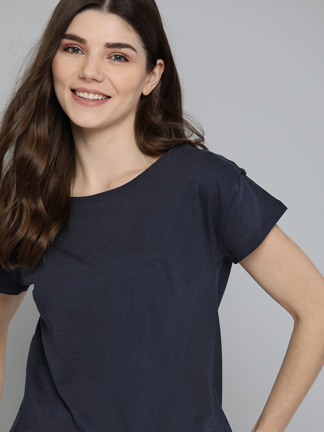 

M&H Our Water Women Navy Blue Solid T-shirt