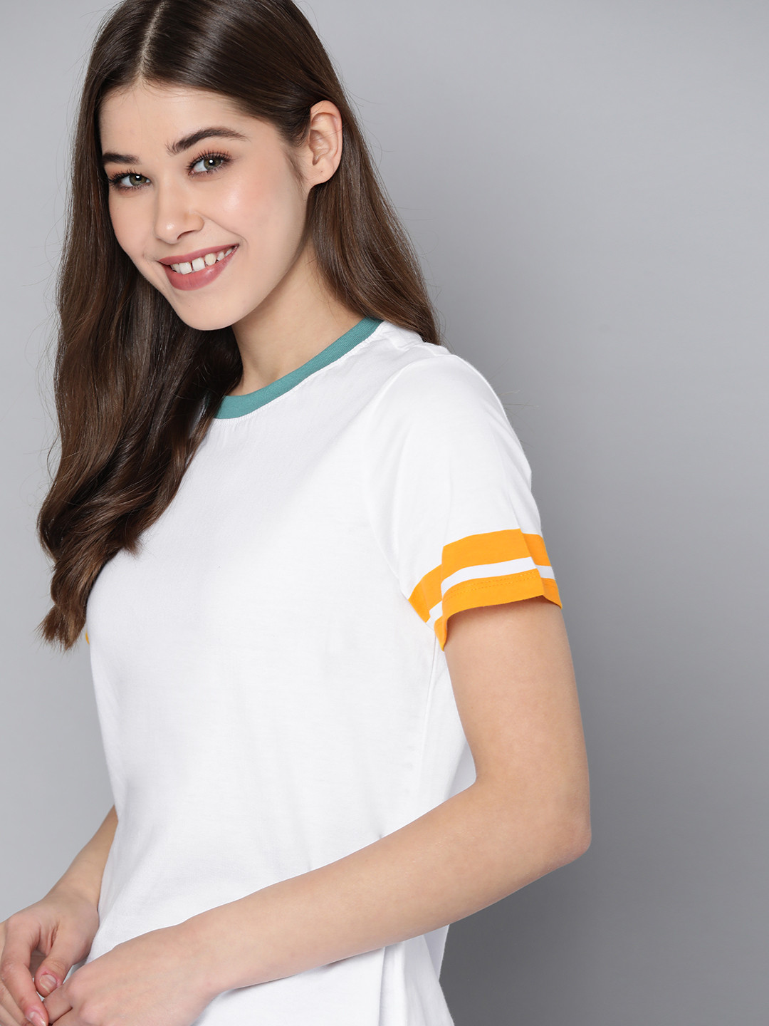 

Mast & Harbour Women White Solid Pure Cotton T-shirt