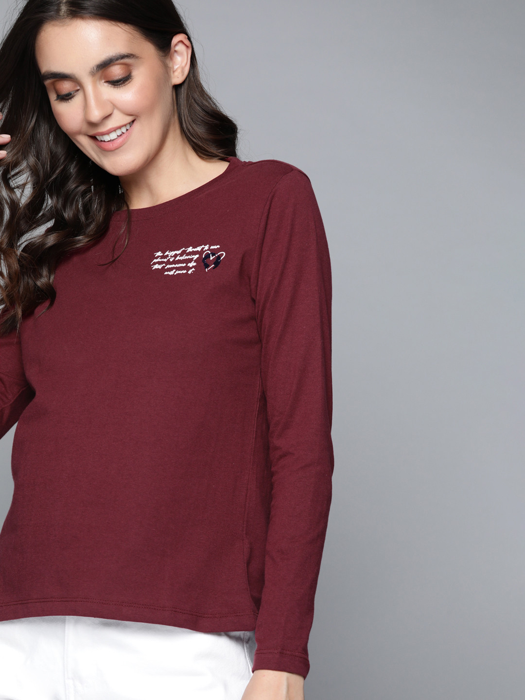 

M&H Our Water Women Burgundy Sustainable Pure Cotton T-shirt