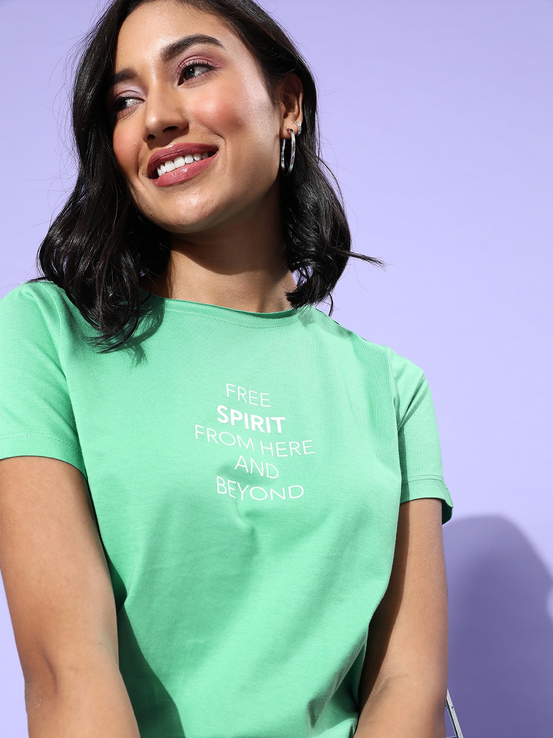 

M&H Easy Women Green Typography Talking Tee