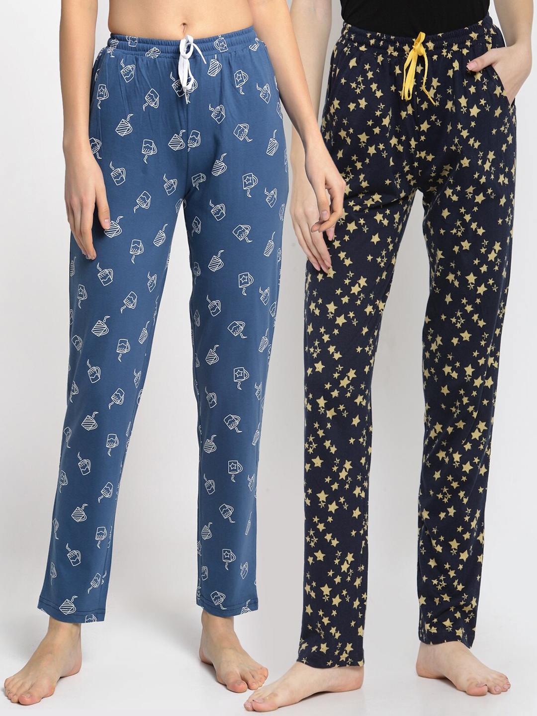 

Boston Club Women Pack Of 2 Printed Pure Cotton Lounge Pants, Blue