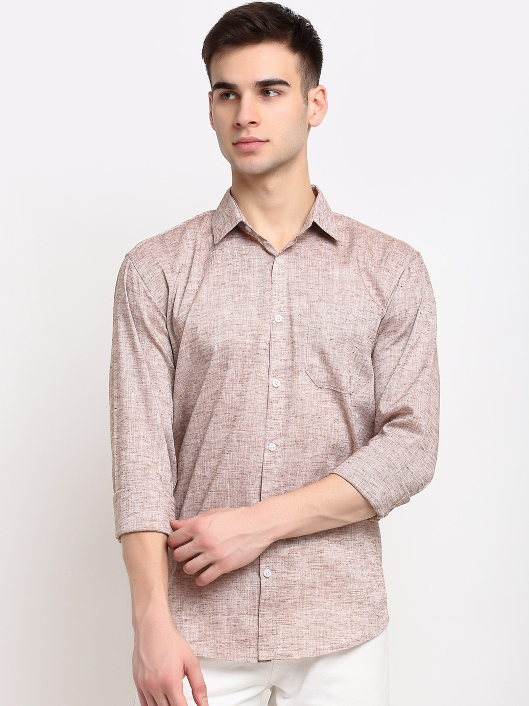 

JAINISH Men Rust Cotton Casual Shirt