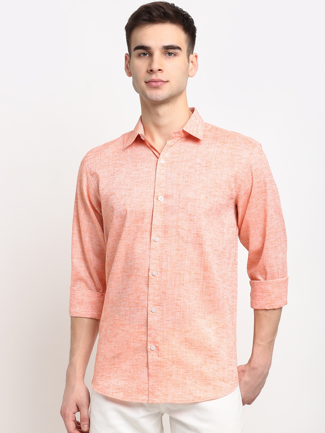 

JAINISH Men Orange Cotton Casual Shirt