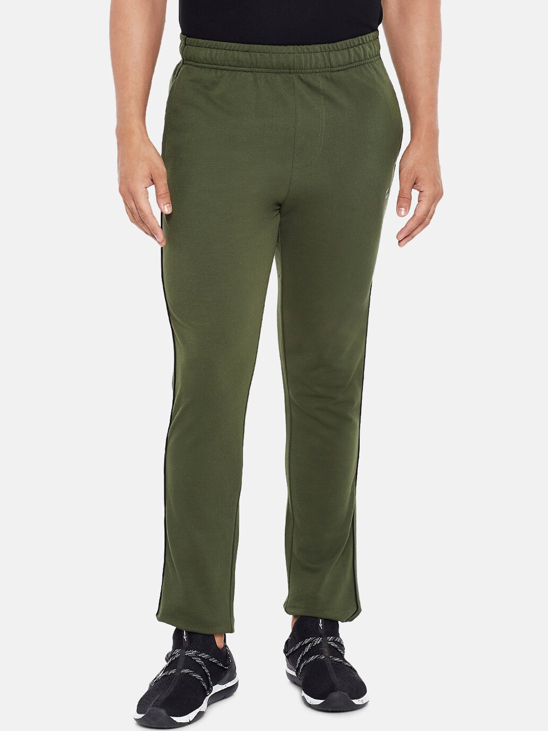 

Ajile by Pantaloons Men Olive Green Sold Slim-Fit Pure Cotton Track Pants