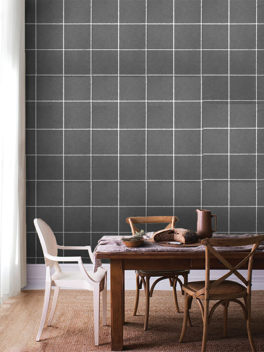 

Jaamso Royals Grey Checked Self-Adhesive & Waterproof Wallpaper