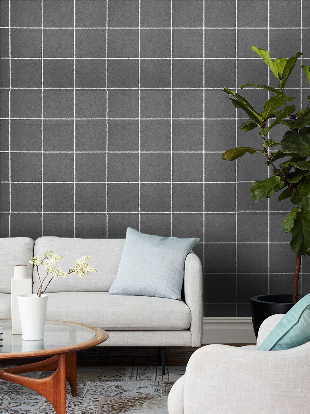 

Jaamso Royals Grey Self-adhesive & Waterproof Checked Wallpaper