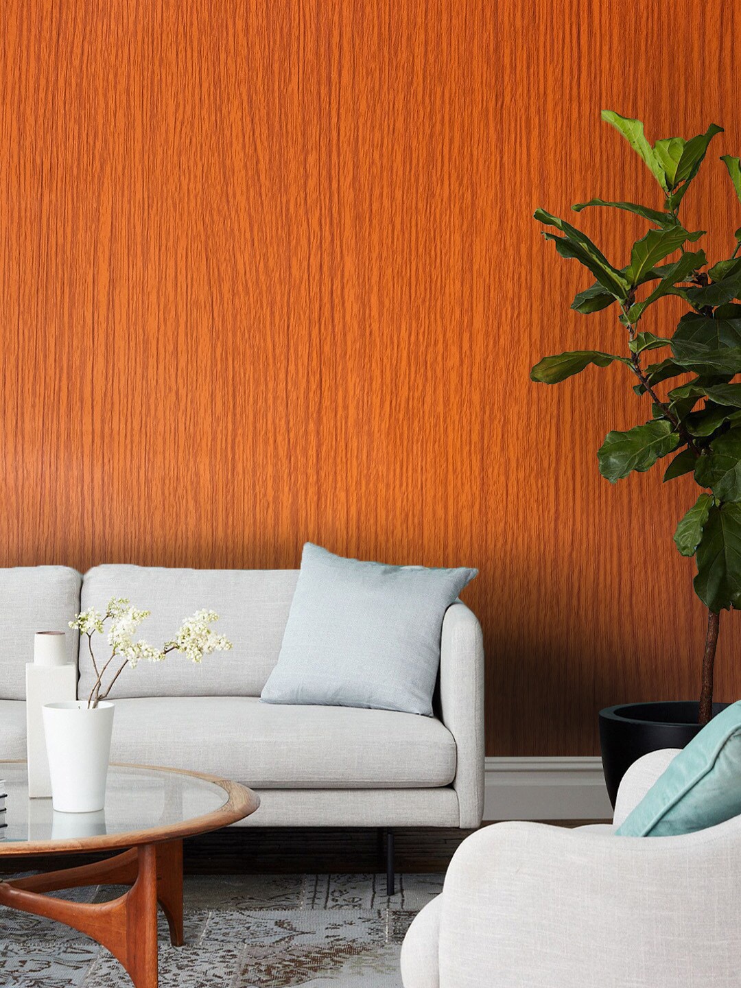 

Jaamso Royals Orange Self-adhesive & Waterproof Wood Wallpaper