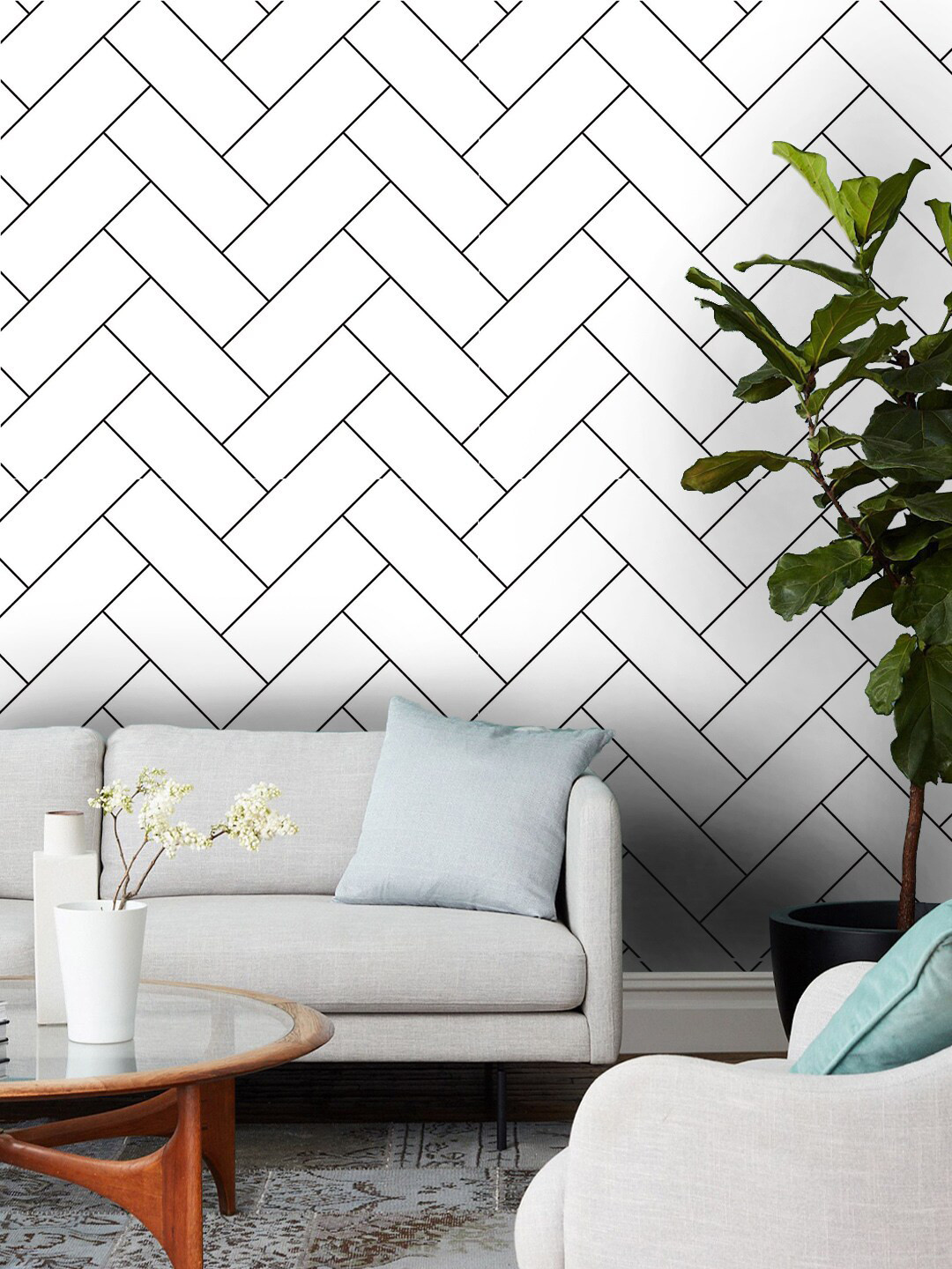 

Jaamso Royals White Printed Self-Adhesive & Waterproof Wallpaper
