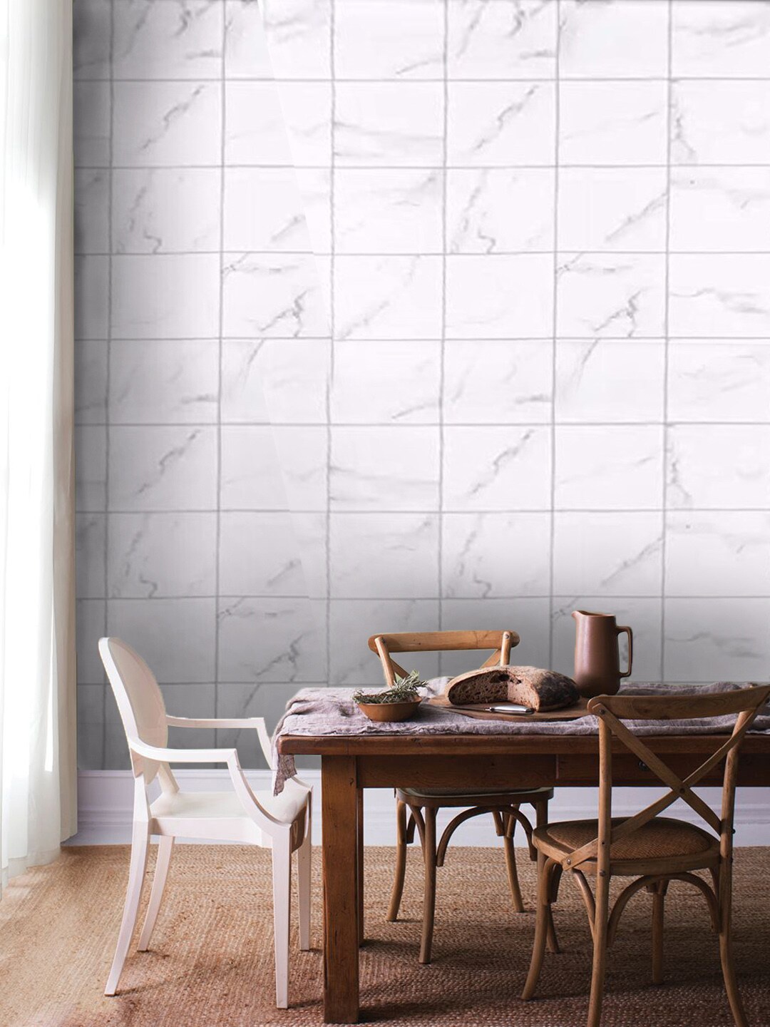 

Jaamso Royals White Printed Self-Adhesive & Waterproof Wallpaper