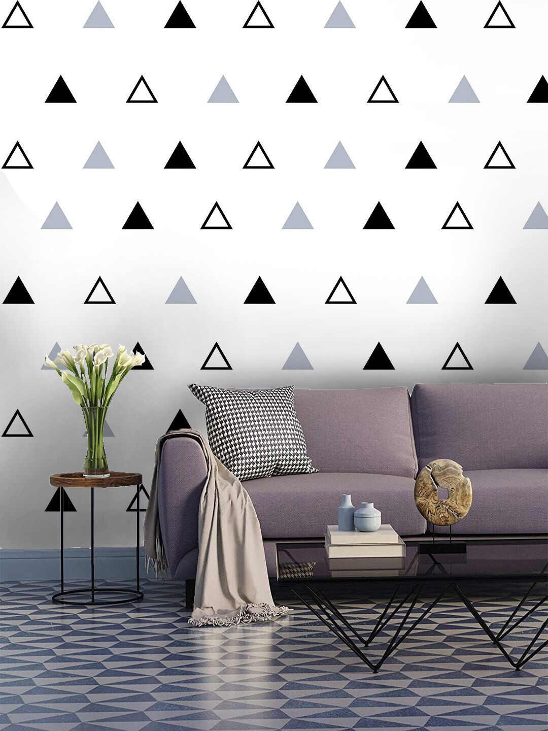 

Jaamso Royals White & Black Triangles Self-Adhesive Waterproof Wallpaper