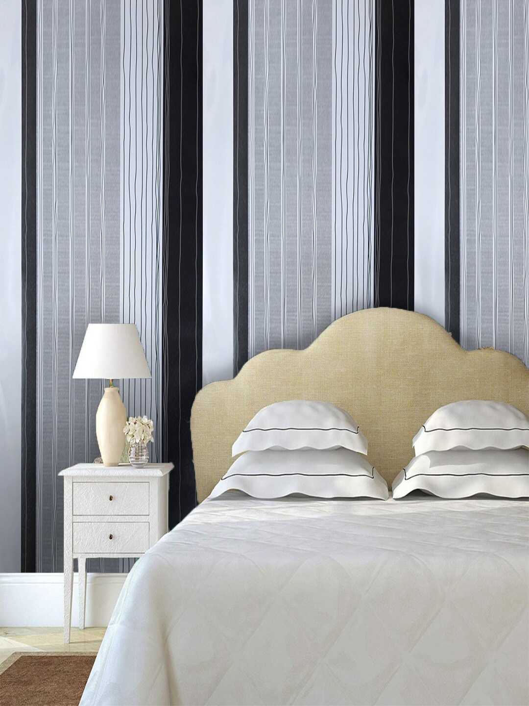 

Jaamso Royals Black & Blue Self-adhesive & Waterproof Striped Wallpaper