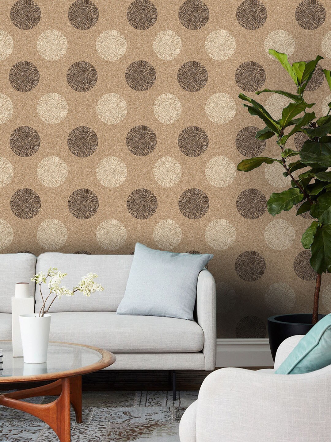 

Jaamso Royals Beige & Brown Self-adhesive & Waterproof Dots Wallpaper