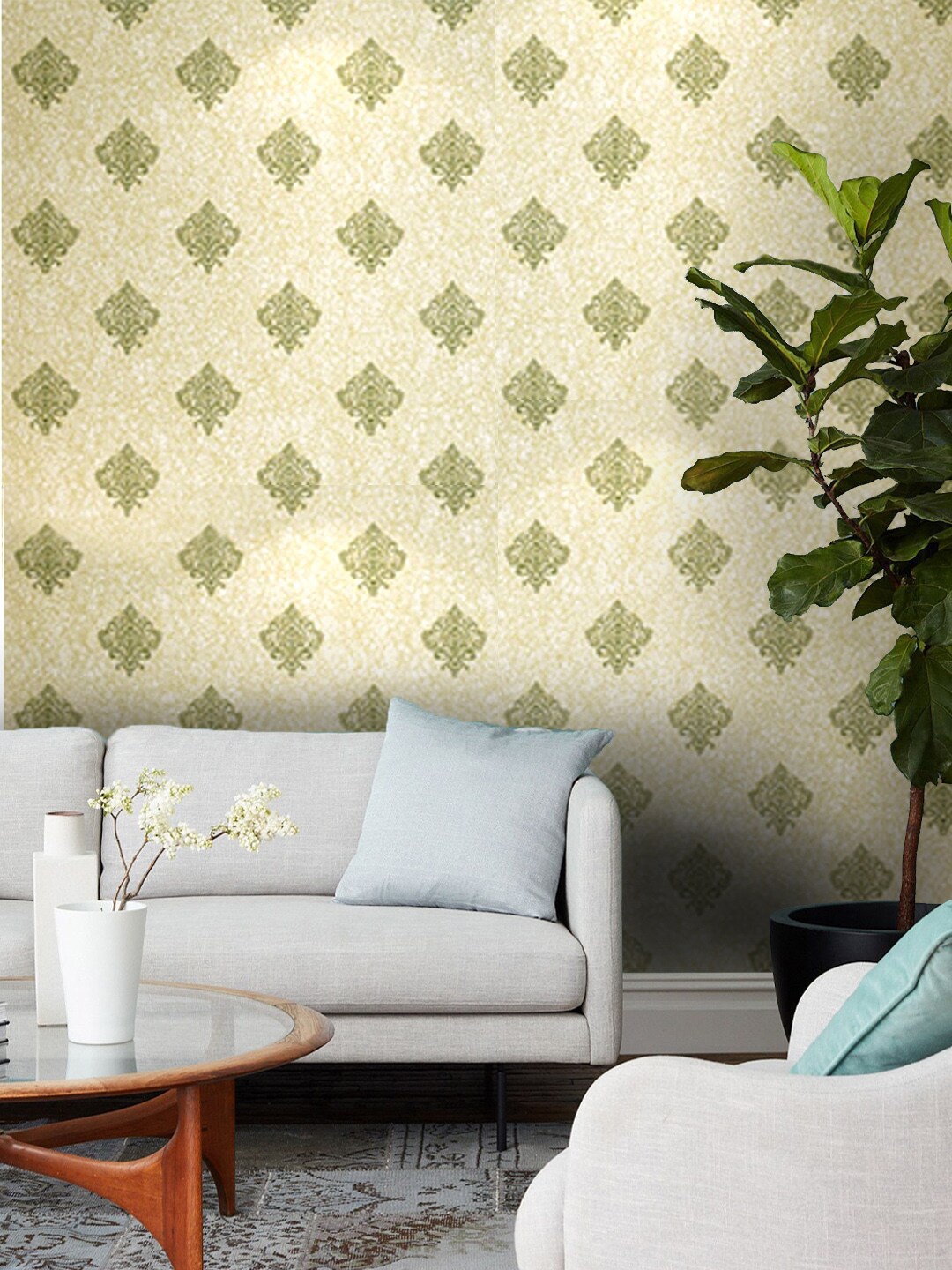 

Jaamso Royals Green Ethnic Motifs Self-Adhesive Waterproof Wallpaper