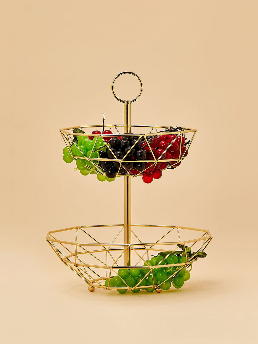 

REYIN Gold-Toned Solid Double Layer Shelf Basket