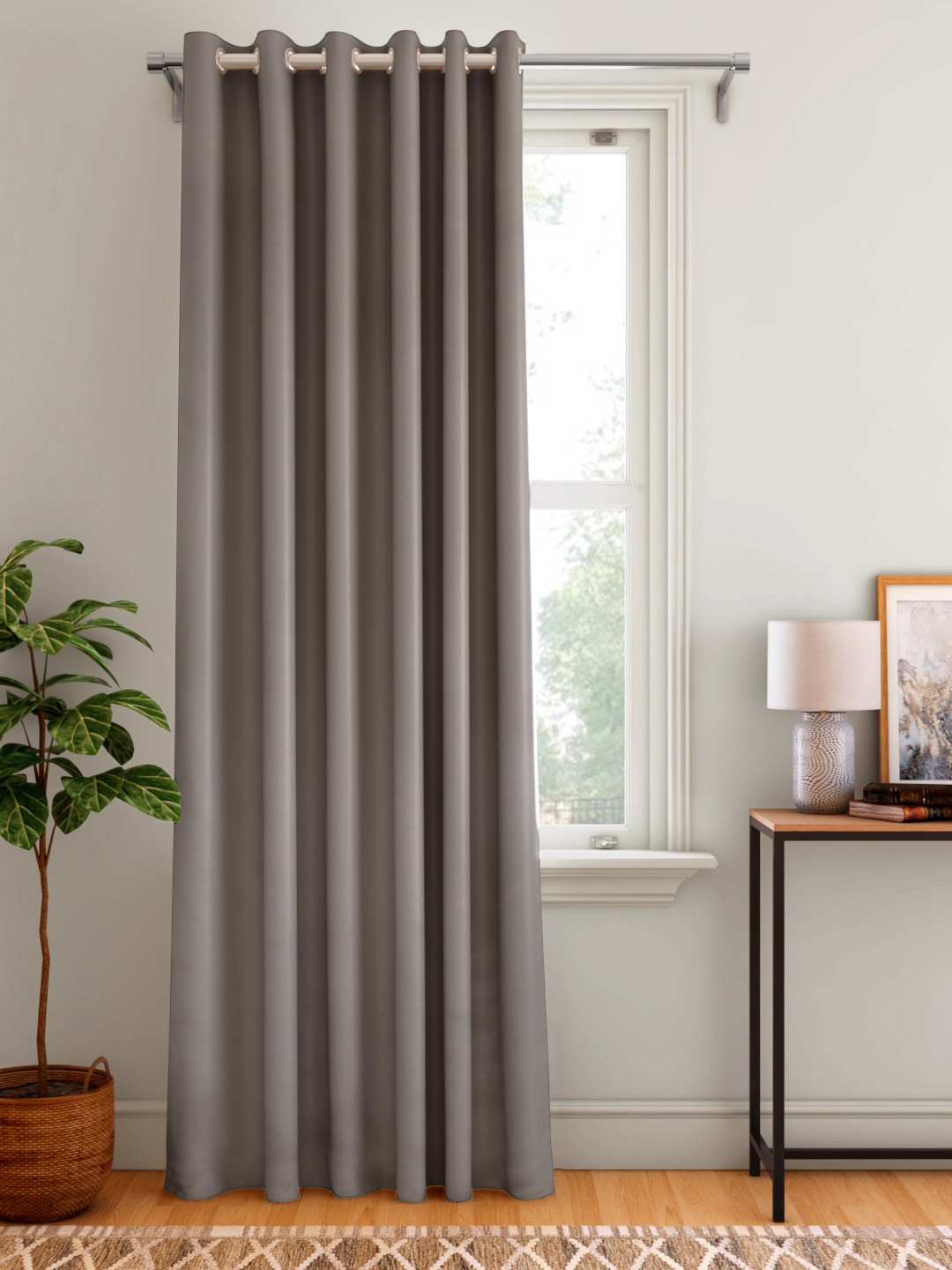 

Aura Grey Black Out Long Door Curtain