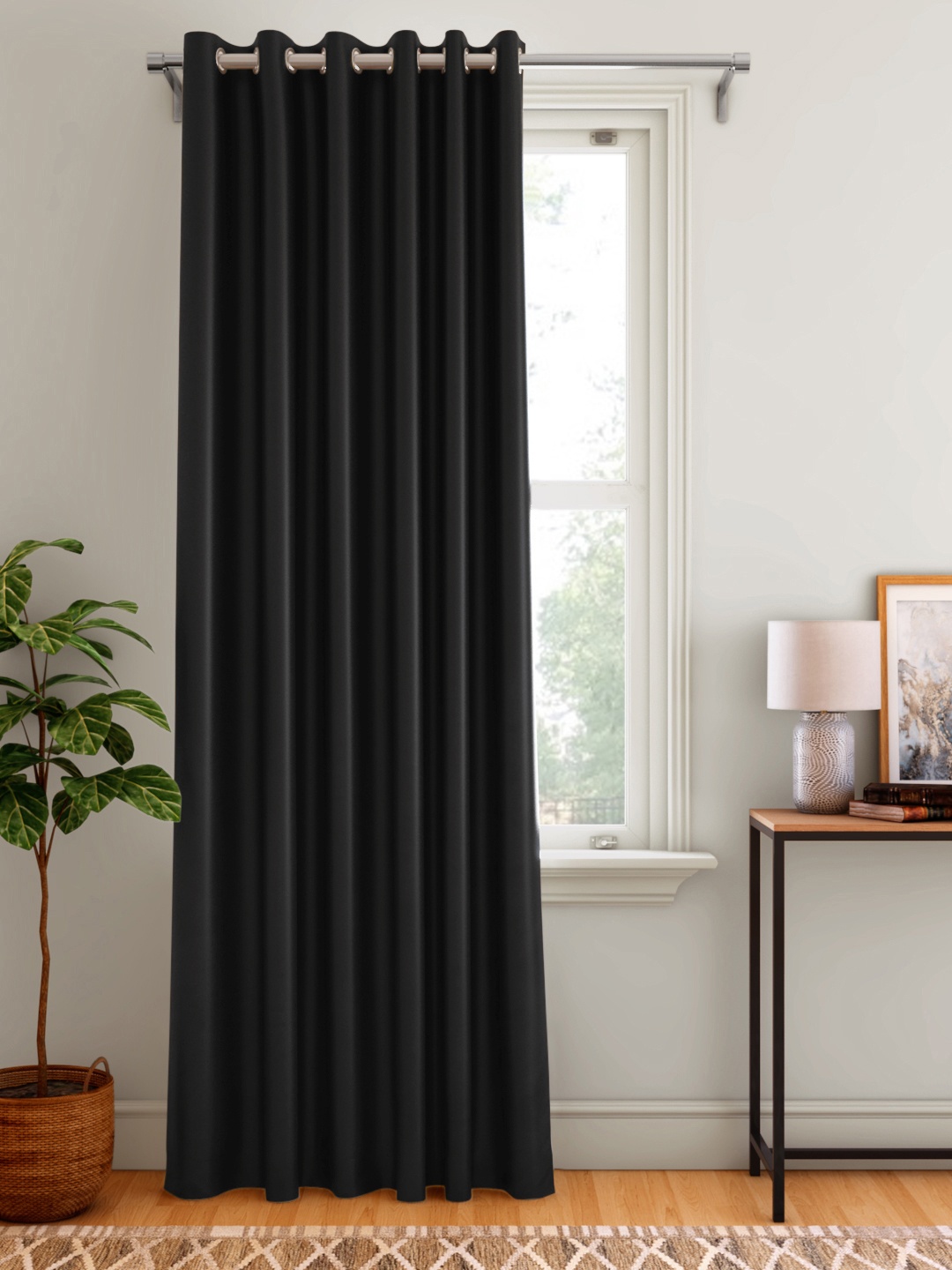 

Aura Black Solid Black Out Door Curtain