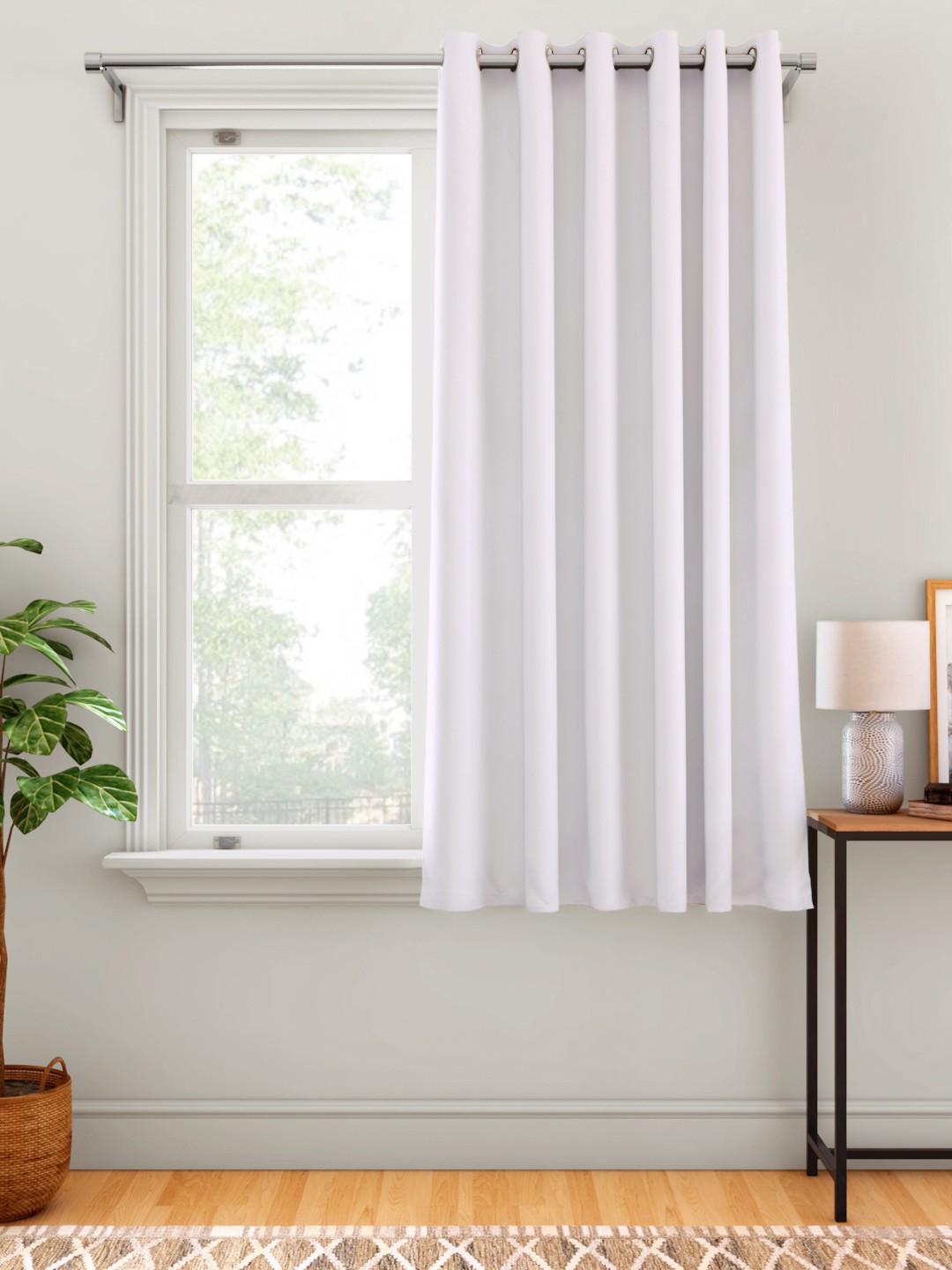 

Aura White Solid Black Out Window Curtain