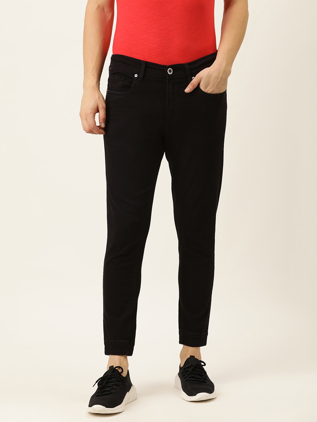 

Peter England Casuals Men Black Smart Jogger Stretchable Jeans