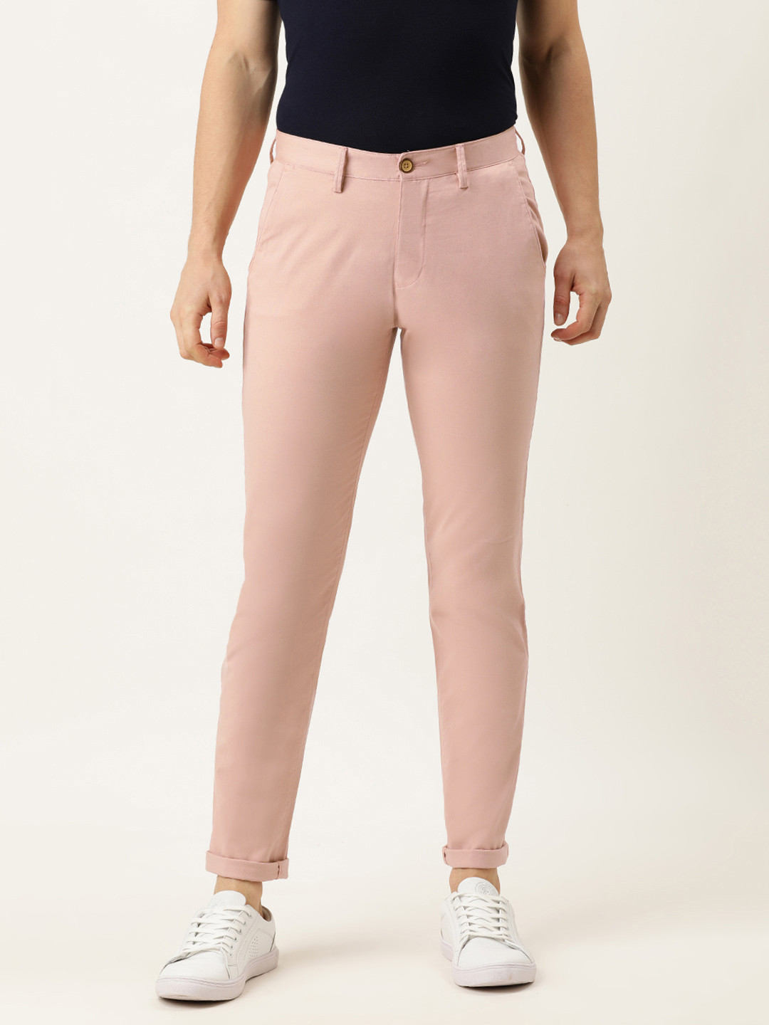 

PETER ENGLAND UNIVERSITY Men Pink Slim Fit Trousers