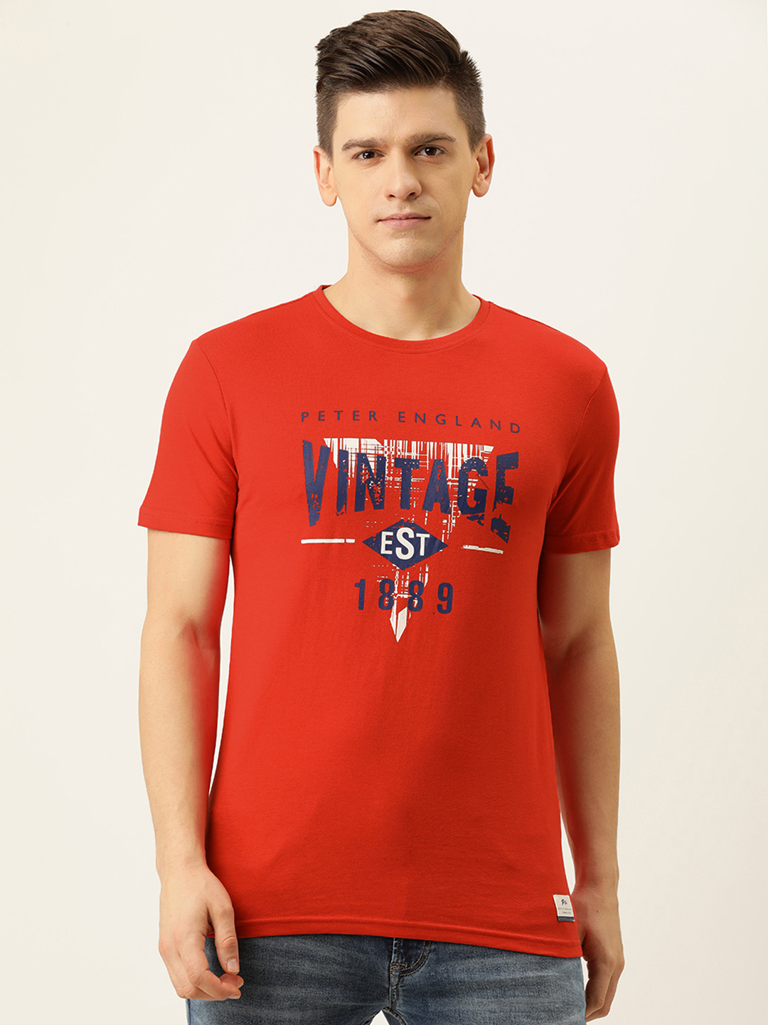 

Peter England Casuals Men Red Typography Printed T-shirt