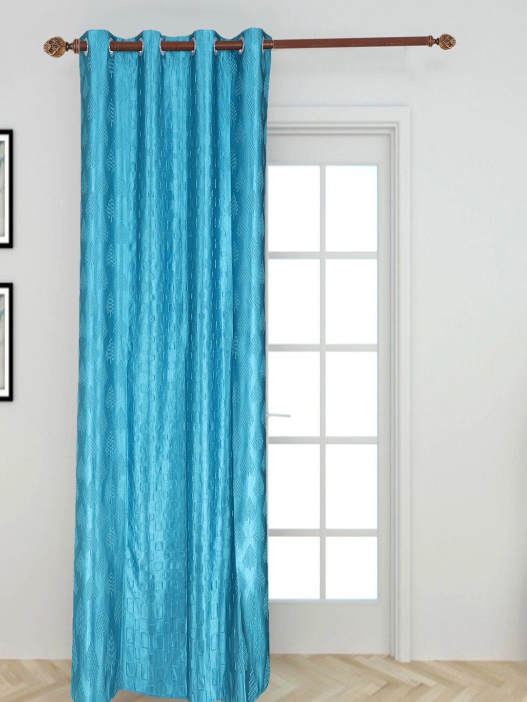 

MFD HOME FURNISHING Blue Black Out Door Curtain
